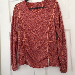 Athleta long sleeve space dye top Red/org/grey M